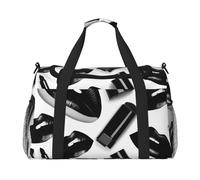 Fantastica borsa da viaggio con rossetto nero con stampa labbra borsa da weekend borsa sportiva borsa da palestra da donna uomo