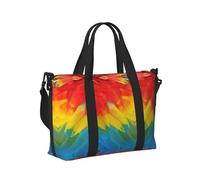 Fantastica borsa da viaggio con stampa di piume di pappagallo, per donne e uomini, leggera, pieghevole, per gite nel fine settimana, palestra, vacanze