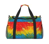 Fantastica borsa da viaggio in tela con stampa di piume di pappagallo, borsa da viaggio da donna, borsa da viaggio per la notte, nero, Taglia unica
