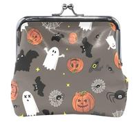Fantastica borsa per monete in pelle con fantasma di Halloween, per donne e ragazze, con fibbia, lucchetto da bacio, portamonete, portafogli per Halloween, fantasma brown, taglia unica, Cool Halloween