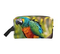 Fantastica borsa portaoggetti con cerniera con stampa di piume di pappagallo, accessori da viaggio, borsa per articoli da toeletta, borsa portatile per articoli da