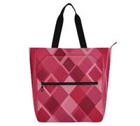 Fantastica borsa tote a rombo rosa caldo rosso per bambini per bambini donne uomini leggera resistente riutilizzabile biblioteca borsa della spesa per la scuola shopping drogheria arcobaleno
