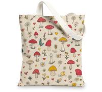 Fantastica borsa tote in tela, motivo a funghi, borsa per la spesa riutilizzabile, leggera e lavabile, borsa in tela per palestra, viaggi, spiaggia, picnic, 33 x 38 cm