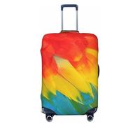 Fantastica copertura universale per valigia, con stampa di piume di pappagallo, elastica, lavabile, protezione per bagagli, Nero , L