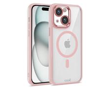Fantastica custodia magnetica trasparente con bordo rosa per iPhone 15