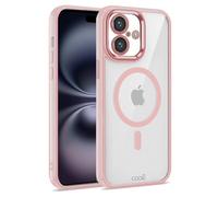 Fantastica custodia magnetica trasparente con bordo rosa per iPhone 16