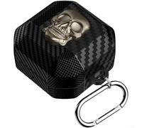 Fantastica custodia portachiavi con teschio 3D per Samsung Galaxy Buds 4 Pro e Buds 4, custodia protettiva morbida in TPU con moschettone in tonalità oro scintillante (oro scintillante)