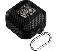 Fantastica custodia portachiavi con teschio 3D per Samsung Galaxy Buds 4 Pro e Buds 4, custodia protettiva morbida in TPU con moschettone in tonalità oro scintillante (argento)