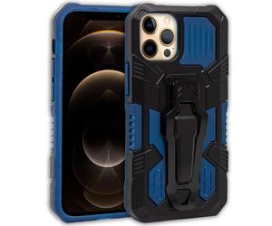 Fantastica custodia rigida con clip blu navy per iPhone 12 Pro Max