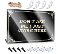 Fantastica decorazione da parete per la casa, con scritta in inglese "Don't Ask Me I Just Work Here", accessorio in stile rustico per soggiorno (30 x 40 cm)