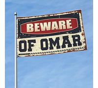 Fantastica decorazione per la stanza dei ragazzi, con scritta "Beware Of Omar", accessori per casa, bar, musica decorativa (152 x 244 cm)