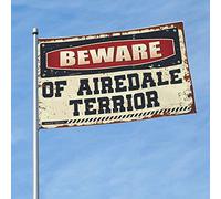 Fantastica decorazione per la stanza dei ragazzi, con scritta in lingua inglese "Beware Of Airedale Terrior", accessori per la casa e il bar, decorazione musicale (120 x 180 cm)