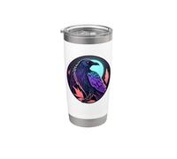 Fantastica e mistica opera d'arte gotica vintage con uccelli scuri a forma di corvo e luna Bicchiere termico in acciaio inox doppia parete