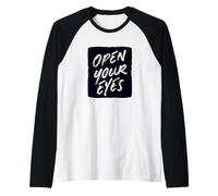 Fantastica Grafica Apri Gli Occhi Maglia con Maniche Raglan