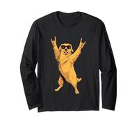 Fantastica Grafica Punk a Forma di Cane Golden Retriever Double Rock Maglia a Manica