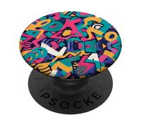 Fantastica grafica retrò anni '80 e '90 in grassetto a forma di lettera PopSockets PopGrip Adesivo