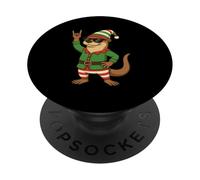 Fantastica lontra natalizia Elf Rock in una divertente vacanza PopSockets PopGrip Adesivo