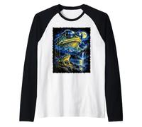 Fantastica Opera d'Arte Fantasy a Forma di Rana illuminata dalla Luna Maglia con Maniche Raglan