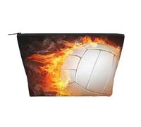 Fantastica palla da pallavolo con fiamma di fuoco, Borsa da toilette Borsa per trucco Borsa per cosmetici Borsa da toilette da viaggio portatile