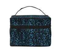 Fantastica stampa animalier leopardo blu, Borsa per il trucco Borsa per cosmetici Borsa da viaggio portatile da viaggio Astuccio per matite