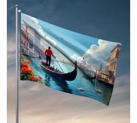 Fantastiche bandiere divertenti gondoliere sul Canal Grande, bandiera di Venezia bandiera occidentale decorazione per la casa cool bandiere per dormitorio universitario (152 x 244 cm)
