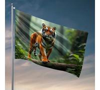 Fantastiche bandiere per dormitorio con tigre che si trova maestosamente nella foresta, decorazione per esterni, poster per ragazzi (30 x 45 cm)