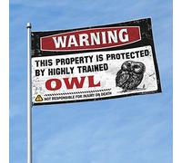 Fantastiche bandiere per dormitorio universitario avviso questa proprietà è protetta da un gufo altamente addestrato, bandiere divertenti per ragazzi decorazione birra (152 x 244 cm)