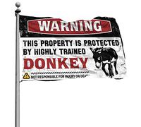 Fantastiche bandiere per ragazzi che avvertono questa proprietà è protetta da un asino altamente addestrato, bandiere decorative per casa e barca (152 x 244 cm)