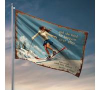 Fantastiche bandiere per uomo caverna innevata: sciare beatitudine in un paese delle meraviglie bandiera invernale accessori per camera da letto bandiere esterne decorative (30 x 45 cm)