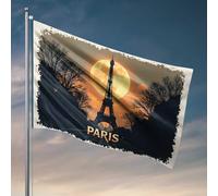 Fantastiche bandiere per uomo grotta Parigi Romance Moonlit Romance: Torre Eiffel Silhouette contro la luna piena bandiera accessori per camera da letto bandiere esterne decorative (30 x 45 cm)