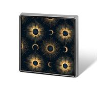 Fantastiche spille quadrate in metallo con eclissi solare, ideali come regali per uomo, donna, vestiti, borse e cappelli.