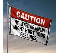 Fantastici accessori per la stanza per ragazzi e ragazzi Attenzione: My Sense Of Humanity Might Hurt Your Feelings! Bandiera regalo divertente per boss sport bar decorazione (120 x 180 cm)