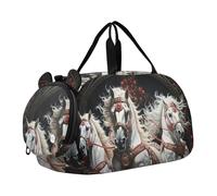 Fantastici Cavalli Bianchi Borsa Sportiva da Nuoto e Palestra con Scomparto per Scarpe Borsa da Viaggio per Il Fine Settimana Borsone per Ragazzi