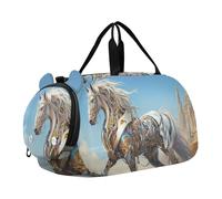 Fantastici Cavalli D'argento Borsa Sportiva da Nuoto e Palestra con Scomparto per Scarpe Borsa da Viaggio per Il Fine Settimana Borsone per Ragazzi