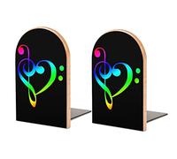 Fantastici fermalibri con note musicali, stampa decorativa, fermalibri in legno per scaffali, confezione da 1 paio