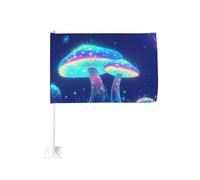 Fantastici Funghi Colorati Bandiera Auto Finestra Esterna Clip 30x45 Cm Doppio Lato Decorazione Auto