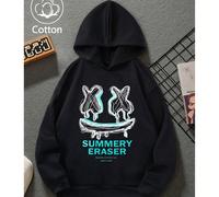 Fantastici modelli di emoticon e stampe di lettere, felpe con spalle scese per ragazzi, felpe casual oversize Curve, felpe con cappuccio autunnali e invernali, felpe casual larghe, abbigliamento per b