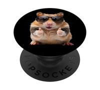 Fantastici occhiali da sole a forma di criceto con pollice in su, divertenti amanti degli animali domestici PopSockets PopGrip Adesivo