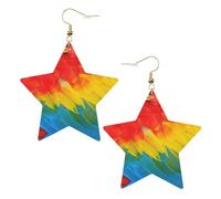 Fantastici orecchini pendenti a forma di piuma di pappagallo, da donna, scintillanti orecchini pendenti a forma di stella, gioielli alla moda per una serata fuori, One Size, Pelle