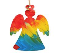 Fantastici ornamenti natalizi in legno con stampa a piuma di pappagallo, decorazioni per albero di Natale, 4 disegni: angelo, albero di Natale, pupazzo di neve, campana