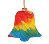 Fantastici ornamenti natalizi in legno con stampa a piuma di pappagallo, decorazioni per albero di Natale, 4 disegni: angelo, albero di Natale, pupazzo di neve, campana