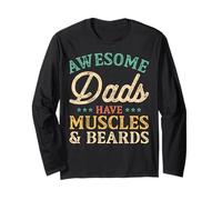 Fantastici papà hanno muscoli e barba, divertente uomo barbuto retrò Maglia a Manica