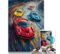 Fantastici puzzle da 1000 pezzi con auto sportive, ideali come regalo per adolescenti, aiutano il cervello a esercitare i giocattoli avvincenti per coltivare la pazienza, adatti alle coppie, 38x26cm