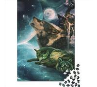 Fantastici puzzle quadrati a forma di lupo da 1000 pezzi per adulti e puzzle in legno, gioco educativo, 1000 pezzi (75x50 cm)