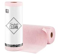 Fantasticlean Panni in Microfibra 30 Pezzi, Rotolo di Panno di Pulizia Strappabile, Strofinacci Riutilizzabili e Senza Pelucchi per Casa, Cucina e Auto 30 x 30 cm - Rosa