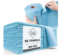Fantasticlean XL Panni in Microfibra 40 x 40 cm, Rotolo di Panno Strappabile con 36 Pezzi, Stracci per la Pulizia Riutilizzabili e Senza Pelucchi, per la casa e l'auto - Blu