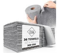Fantasticlean XL Panni in Microfibra 40 x 40 cm, Rotolo di Panno Strappabile con 36 Pezzi, Stracci per la Pulizia Riutilizzabili e Senza Pelucchi, per la casa e l'auto - Grigio