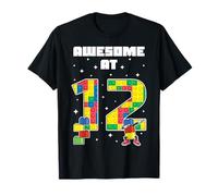 Fantastico 12 Anno Vecchio Blocco Building Mattoni Bambini Compleanno Maglietta