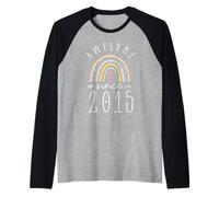 Fantastico 2015 7 anni 7 ° compleanno ragazza cuore donne Maglia con Maniche Raglan