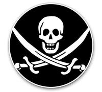 Fantastico adesivo in vinile (set da 2) 15 cm - Bandiera pirata Jolly Roger Ship Skull Fun decalcomanie per computer portatili, tablet, bagagli, scrapbooking, frigoriferi, ottimo regalo #24025